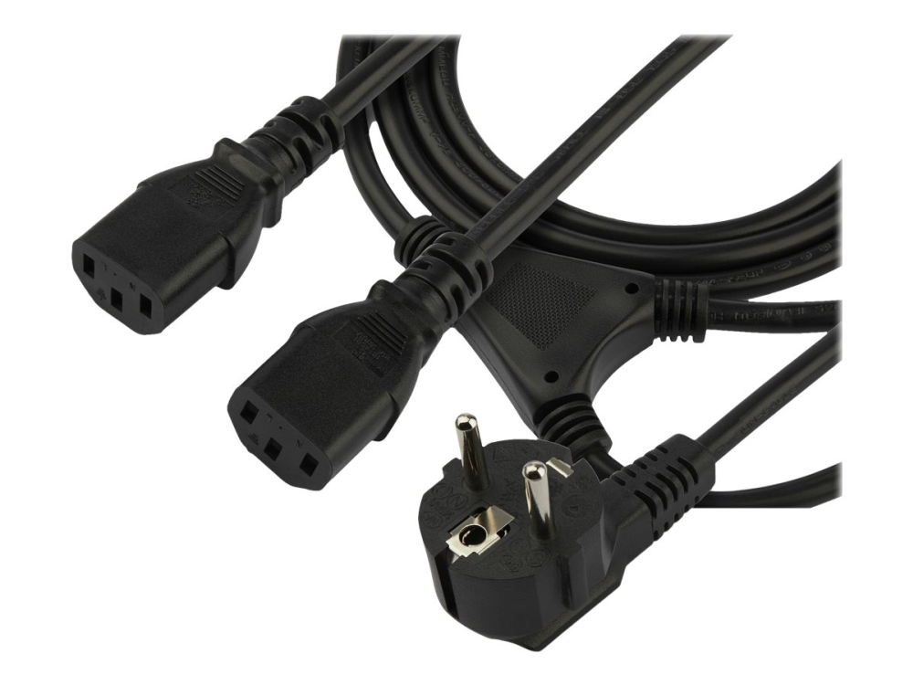 StarTech.com 2m Tietokoneen virtajohto, EU Schuko 2x C13, 10A 250V