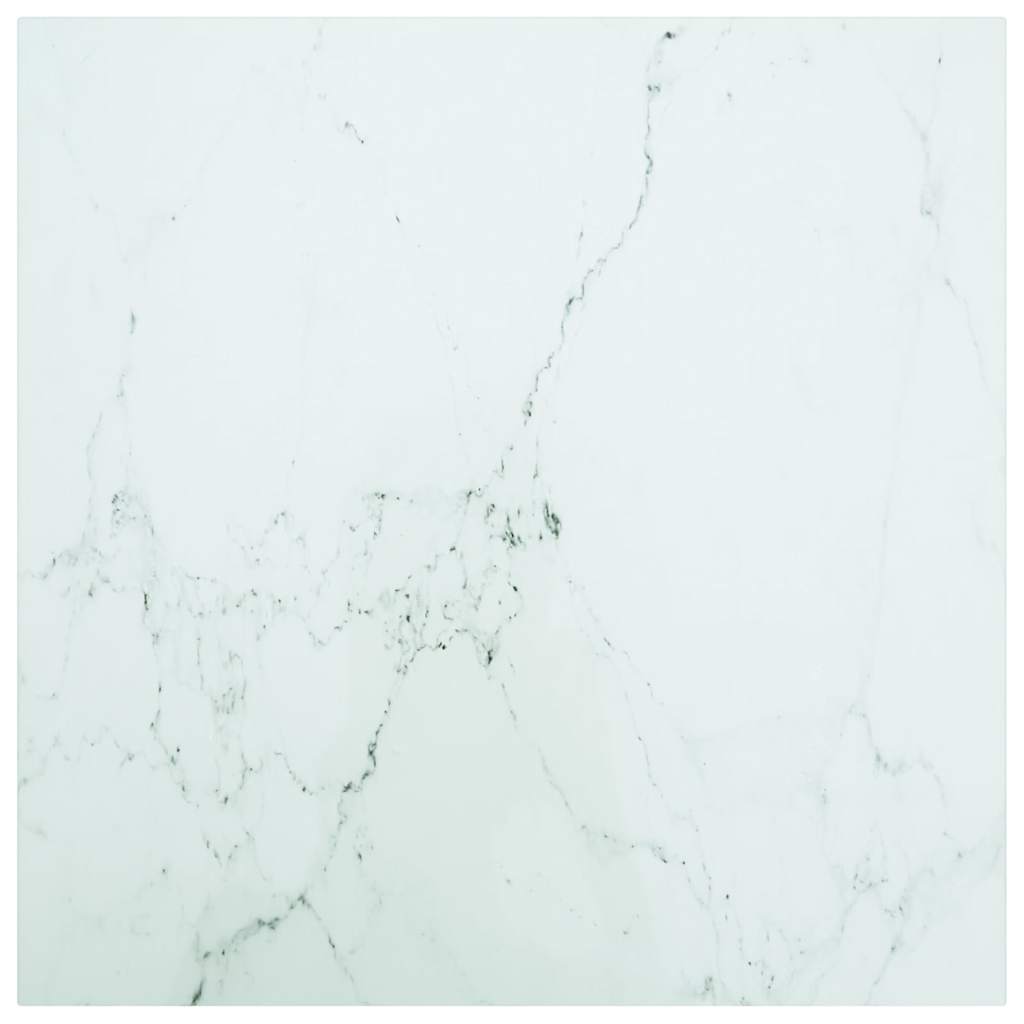 vidaXL Pöytälevy valkoinen 60x60 cm 6 mm karkaistu lasi marmorikuvio