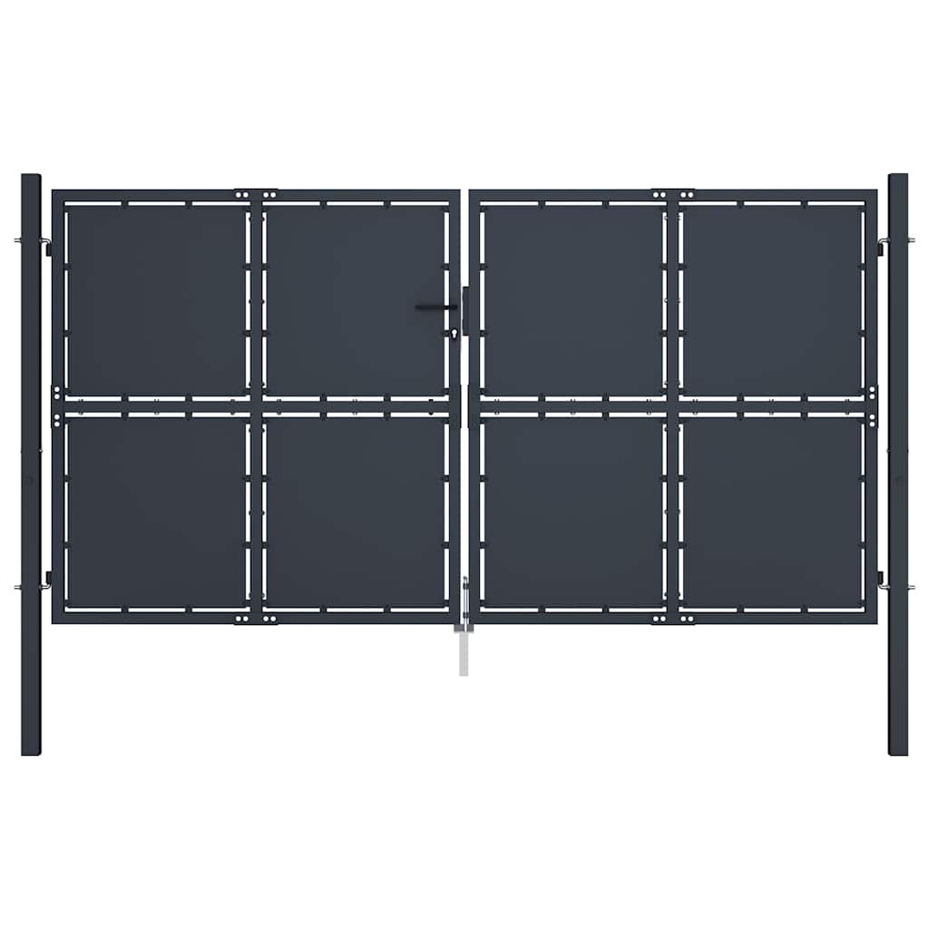 vidaXL Puutarhan portti teräs 300x200 cm antrasiitti